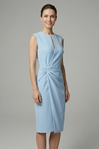 Vestito midi donna scollo a goccia e vita drappeggiata