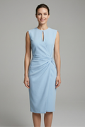 Vestito midi donna scollo a goccia e vita drappeggiata