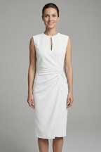 Vestito midi donna scollo a goccia e vita drappeggiata