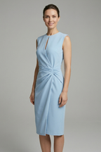 Vestito midi donna scollo a goccia e vita drappeggiata