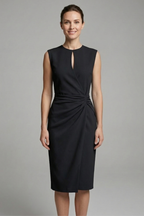 Vestito midi donna scollo a goccia e vita drappeggiata