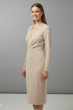 Vestito midi donna con maniche in pizzo e scollo a V