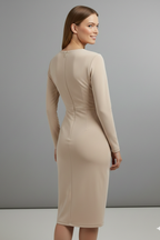 Vestito midi donna con maniche in pizzo e scollo a V
