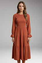 Robe midi femme manches longues