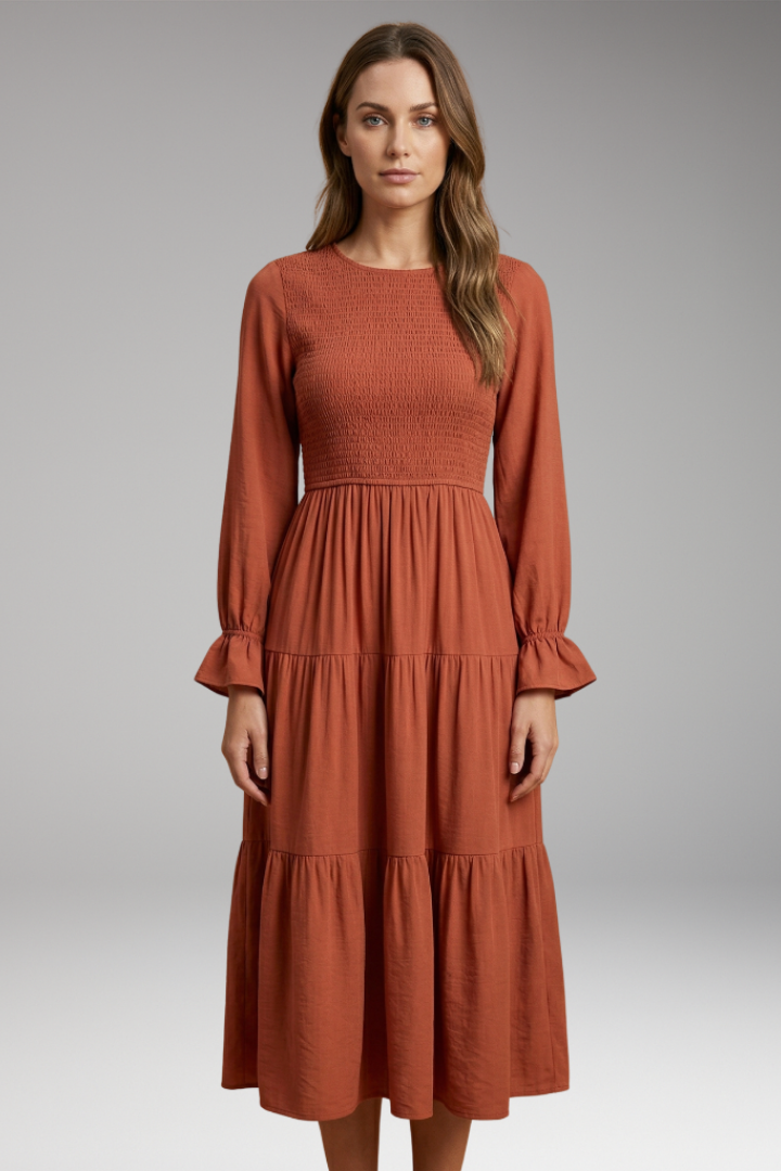 Robe midi femme manches longues