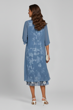 Vestito midi donna fantasia con cardigan aperto