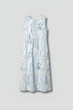 Vestito midi donna con scollo rotondo e motivo a foglie
