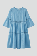 Vestito midi donna scollo rotondo maniche lunghe