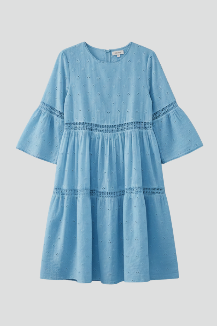 Vestito midi donna scollo rotondo maniche lunghe