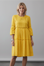 Vestito midi donna scollo rotondo maniche lunghe