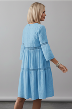 Vestito midi donna scollo rotondo maniche lunghe