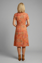 Robe midi femme manches courtes imprimé intégral