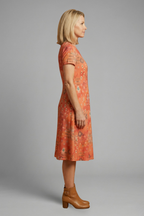 Robe midi femme manches courtes imprimé intégral