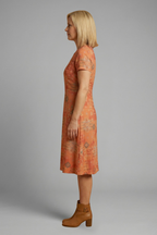 Robe midi femme manches courtes imprimé intégral
