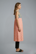 Vestido midi de mujer sin mangas con mezcla de lino