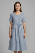 Vestido midi de mujer con escote en V y detalle de botones