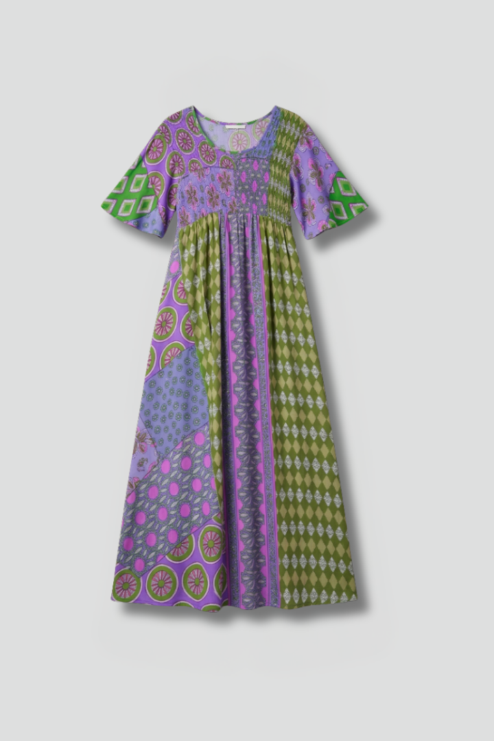Robe midi femme à motif paisley et décolleté rond
