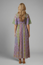 Robe midi femme à motif paisley et décolleté rond