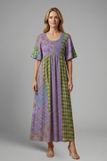 Robe midi femme à motif paisley et décolleté rond