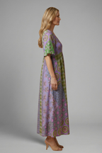 Robe midi femme à motif paisley et décolleté rond