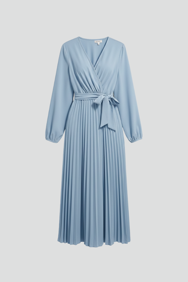 Vestido midi de mulher com decote em V