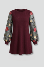 Vestito mini donna con maniche a vescovo e dettaglio ricamato