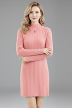 Rochie mini de damă cu decolteu înalt și mâneci lungi