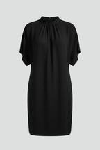 Vestido mini de mulher com gola meio alta e mangas com fenda