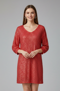 Robe mini femme col rond manches longues