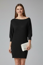 Robe mini femme col rond manches longues