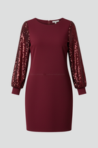 Robe mini femme col rond manches longues