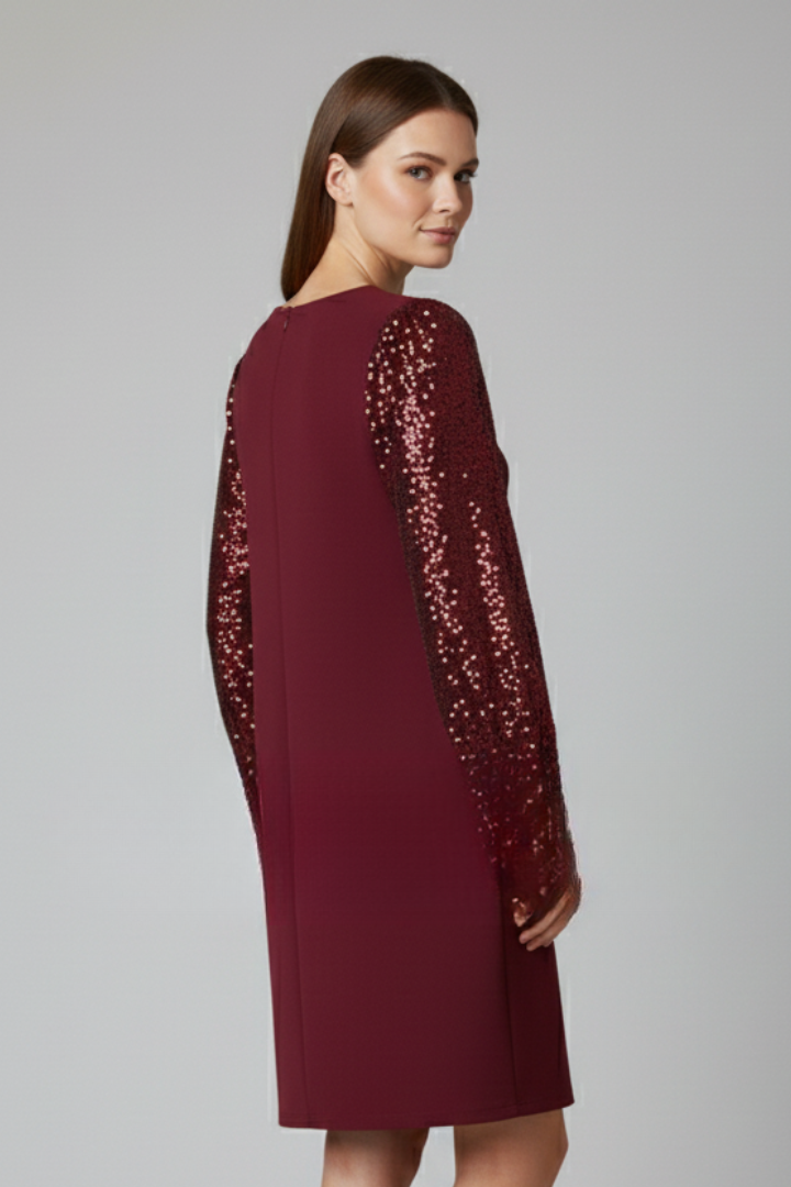 Robe mini femme col rond manches longues