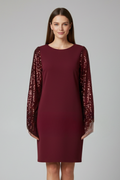 Robe mini femme col rond manches longues