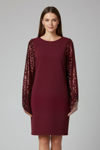 Robe mini femme col rond manches longues