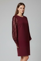 Robe mini femme col rond manches longues
