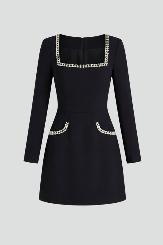 Vestito corto donna con scollo quadrato