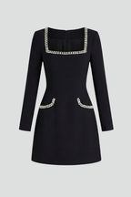 Vestito corto donna con scollo quadrato