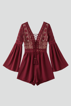 Robe mini femme col V manches trompette