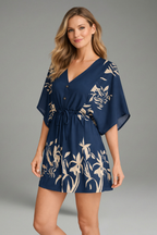 Rochie mini de damă cu decolteu în V și legătură la talie
