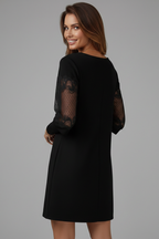 Robe mini femme col V empiècements en dentelle