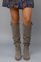 Bottes femme au-dessus du genou tige ample et talon plat