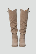 Bottes femme au-dessus du genou tige ample et talon plat
