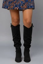 Bottes femme au-dessus du genou tige ample et talon plat