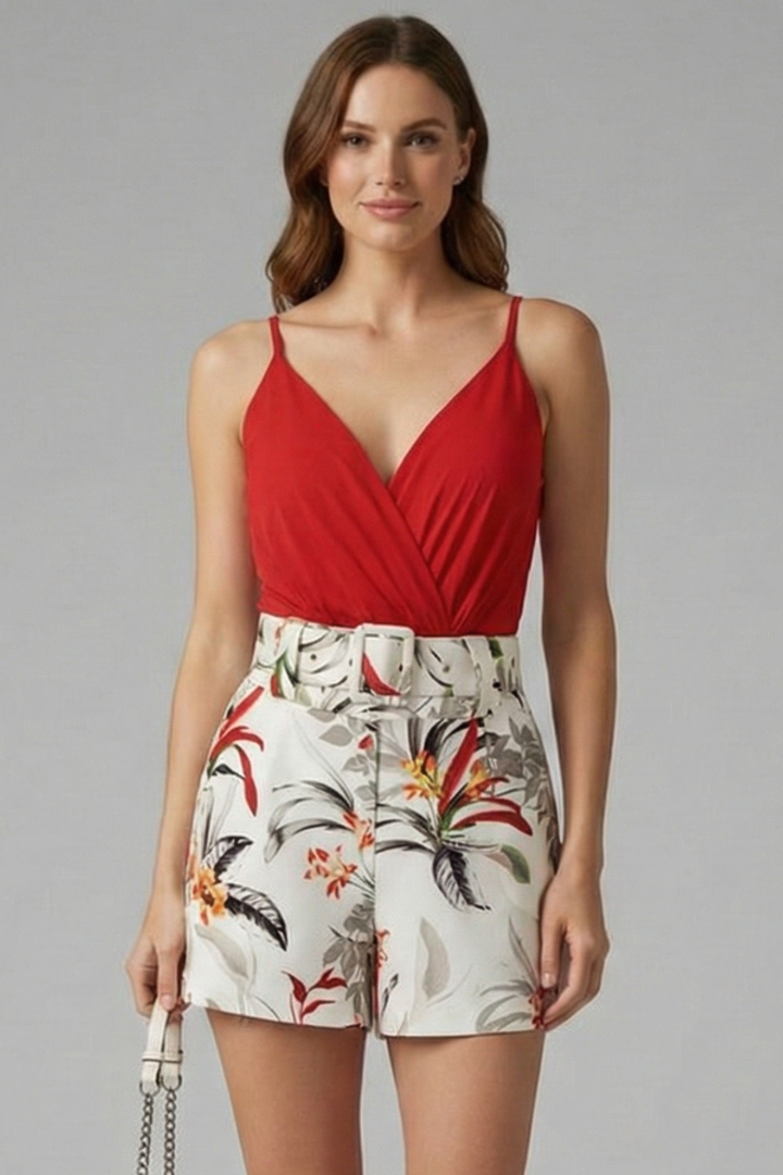 Vestito donna con scollo a V e stampa floreale