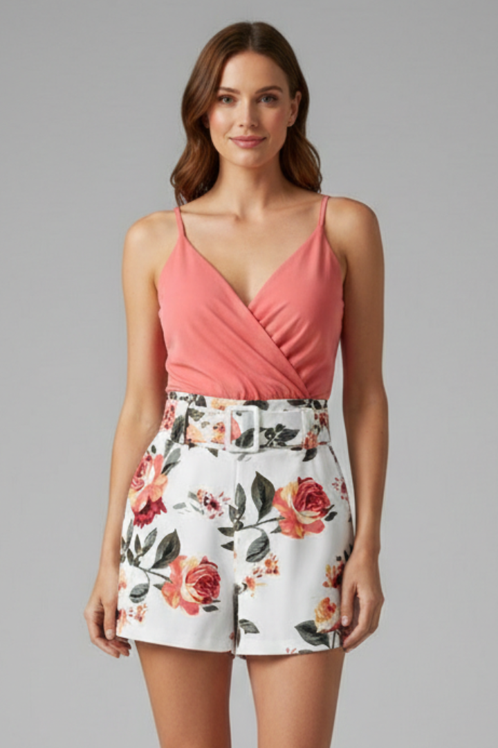 Vestito donna con scollo a V e stampa floreale