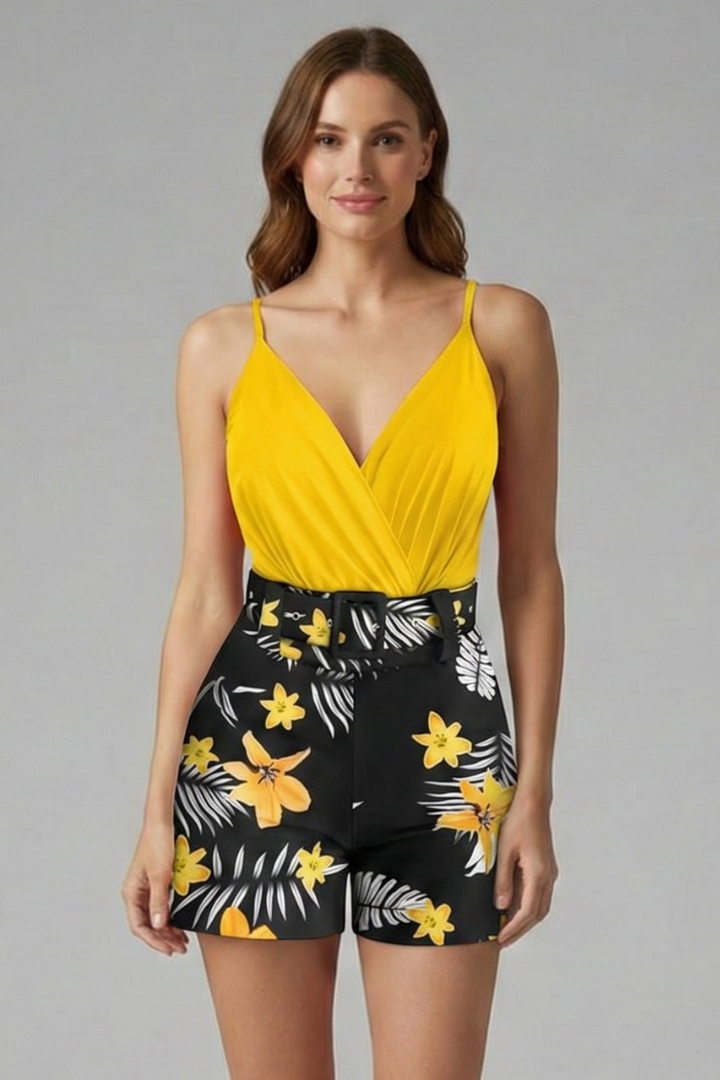 Vestito donna con scollo a V e stampa floreale