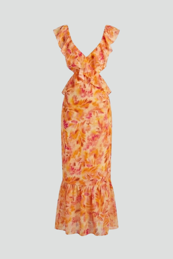 Vestito maxi donna con scollo a V