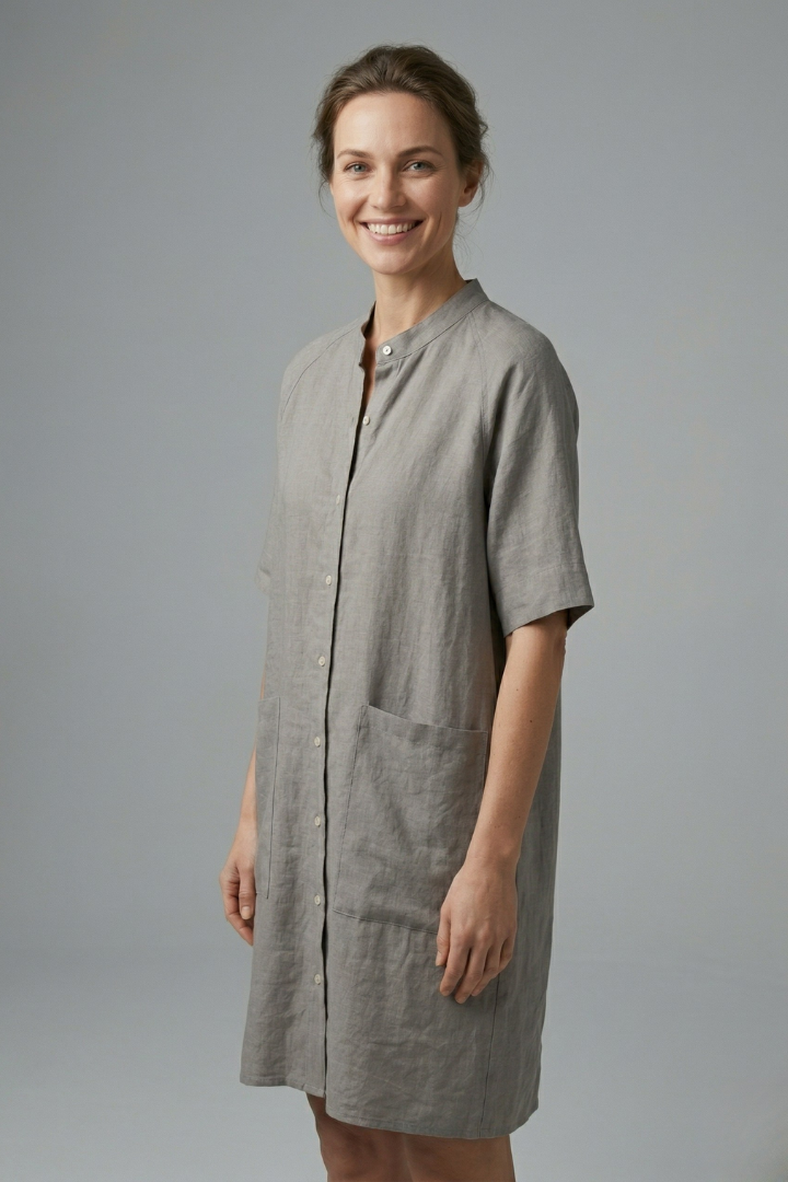 Robe femme boutonnée manches courtes