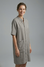 Robe femme boutonnée manches courtes