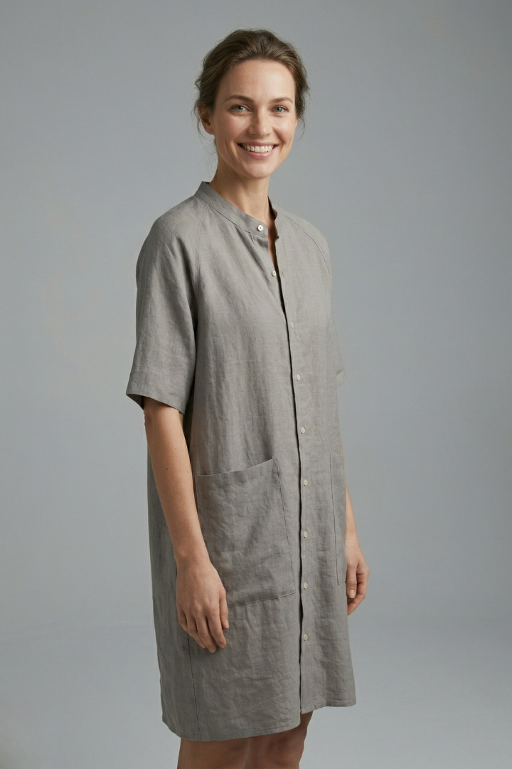 Robe femme boutonnée manches courtes